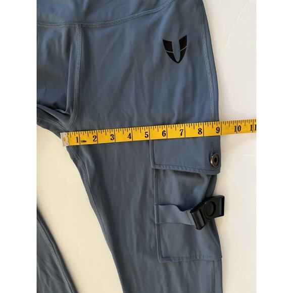 Firm Abs Leggings Women S Dusty Blue Cargo Pants Stretch Athleisure High Rise - Picture 7 of 10
